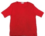 Vintage Barneys Camicetta Maglietta Donna L Rosso Brillante a Coste Knit... - $20.29