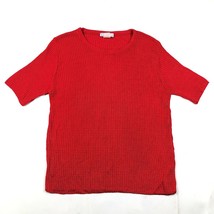 Vintage Barneys Camicetta Maglietta Donna L Rosso Brillante a Coste Knit... - £16.18 GBP