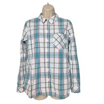 Croft &amp; Barrow Teal &amp; White Plaid Button-Up Shirt Small Long Sleeve Casu... - $17.33