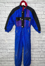 Vintage Hot Voltage Retro Ski Snow Suit kids Blue Purple One Piece Large 16 - $79.15