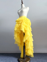 Yellow High Low Layered Tulle Skirt Gown Women Custom Plus Size Tulle Skirts image 1