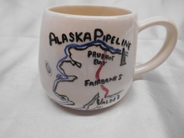 Old Vtg 1970&#39;s Alaska Pipeline Handpainted Coffee Cup Mug Alakan Gas Oil Memorab - £39.10 GBP