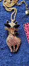 New Betsey Johnson Necklace Cat Sassy Sunglasses Cute Collectible Decorative - £12.08 GBP
