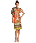 New NWT $495 Womens Silk Josie Natori Dress Designer Orange Flowers Purp... - £392.67 GBP