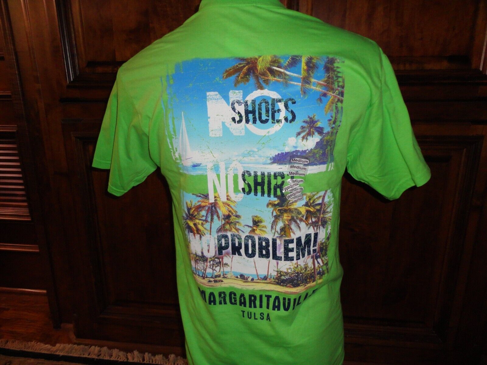 Primary image for NWT New Green Margaritaville No Shirt No Shoes No Problem T-shirt M RETAIL 27.95