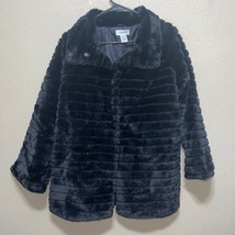 Carmen Carmen Marc Valvo Women BLACK Faux Fur Jacket M NEW - $139.04