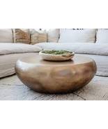 38&quot; Round Drum Horchow Modern Antique Brass Coffee Table New Bates - £1,721.33 GBP