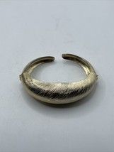 1950s Coro Pegasus Fingerprint Texture Hinged Bracelet Gold Tone Pat Pend - $28.71
