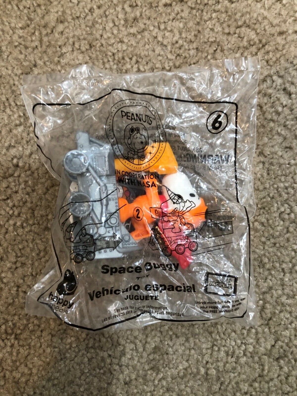 NEW CUTE Peanuts Snoopy NASA McDonald&#39;s Toy  #6 Space Buggy Rocket Prope... - $4.49