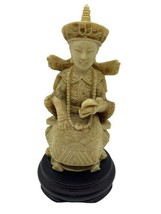 Vintage Cream Resin Lion Tiger Throne Royal Empress Statue Figure 6&quot; - £16.45 GBP