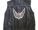 Harley Davidson Black Denim Vest Women’s S Patch Studded Biker Wings Sna... - £27.22 GBP