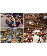 4 Color Postcards Thailand Boat Vendors Floating Market Bangkok Unposted #2 - £3.93 GBP