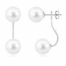 ANGARA Two Stone Freshwater Pearl Front Back Earrings in Silver (AA, 9mm) - £104.57 GBP