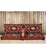 Arabic Sofa Corner Cushion pillows Lounge Couch Set Ottoman Kilim red ON... - $4,787.77 MXN