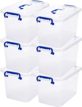 Plastic Storage Latch Bins With Handle, 6-Pack Clear Storage Boxes, 7 Quart. - £30.31 GBP