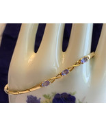 14K Yellow Gold Bracelet 6.03g Fine Jewelry 6.5&quot; Purple Amethyst Color S... - £387.24 GBP