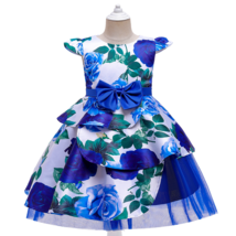 Children&#39;s Dress Rose Print Bow Mesh Skirt Baby Girl Kids Frock Style Mu... - $45.00