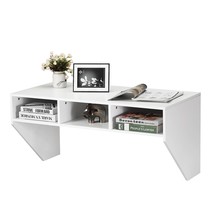 Wall Mounted Floating Computer Table Desk Storage Shelf-White - Color: White - $147.99