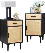 Black, 2 Pack, Finnhomy Tall Nightstand, End Table, Side Table With Draw... - £142.59 GBP