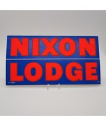 Vintage Rare 1960 Nixon Lodge Blue Fluorescent Orange 7.5&quot;x4&quot; Bumper Sti... - £15.44 GBP
