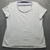 Lane Bryant Tee Shirt Top Womens Size 22/24W White Modern Fit Sequin Round Neck - $20.32