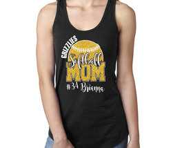 Custom Glitter Softball Mom Team Design Next Level Fitted Racerback Tank Top  - £15.98 GBP - £18.38 GBP