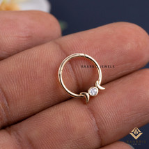 Patricia 10K 14K Solid Gold Septum Ring 16G | Dainty Septum Clicker Nose... - $3,369.14 MXN