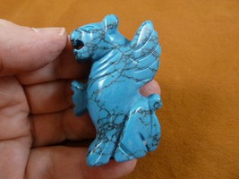 (Y-LIO-GA-701) blue Howlite LION GARGOYLE gemstone statue carving mythical gem - £13.81 GBP