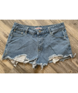 Hot Kiss Shorts Denim Jean High Rise Shortie Womens Size 10 Lace Pocket - $8.36