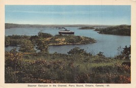 Ontario Canada~Parry SOUND-STEAMER Ship Georgian In Channel~Tint Photo Postcard - £4.44 GBP