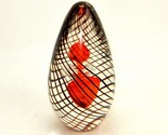 Swirl Glass Egg Paperweight, Abstract Red Flower &amp; Ring, Vintage Murano ... - $48.95