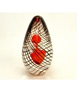Swirl Glass Egg Paperweight, Abstract Red Flower &amp; Ring, Vintage Murano ... - $48.95