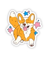Happy Corgi Dog Vinyl Sticker - $72.64 MXN