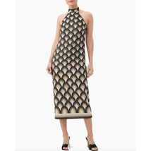 $368 Trina Turk GIRI Jacquard Knit Halter Midi Sweater Dress | Sz 8, Bla... - £63.73 GBP