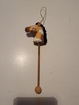 Vintage Wooden Hobby Horse Painted Carousel Christmas Tree Ornament Holi... - $20.58