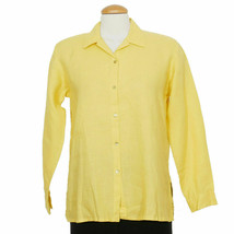Eileen Fisher Zinnia Yellow Handkerchief Linen Button Front Shirt Top Pl - £78.62 GBP