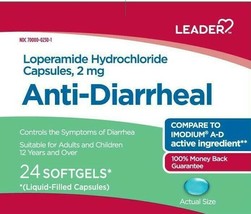 2 Boxes Leader Anti-Diarrheal Softgels 24ct - Compare to Imodium  Free S... - $19.99