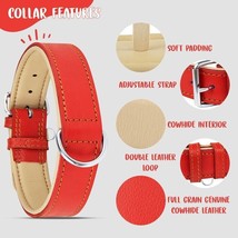 STG Cow Hide Soft Padded Handmade Leather Large Dog Collar Red Lot Of 10 Collar - £108.31 GBP