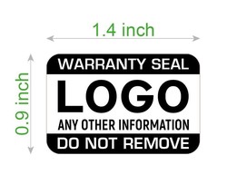 50 CUSTOM PRINT destructible warranty security sticker label seal 1.4x0.... - £16.40 GBP