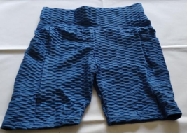 Womens High Waist Blue Scrunch Yoga Shorts Size XLarge - $9.46