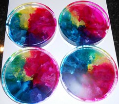 Resin Handmade Coasters in Rainbow Multi Color 4 - £23.58 GBP