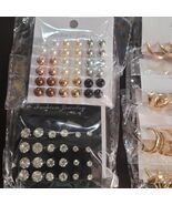 54 pair Mixed Set of Fashion Earrings - Pearl, Rhinestone, and Gold-Tone... - $11.08