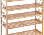 5 Tier Wooden Shoe Shelf Storage Organizer, Youdenova Bamboo Shoe Rack, ... - £60.14 GBP