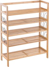 5 Tier Wooden Shoe Shelf Storage Organizer, Youdenova Bamboo Shoe Rack, ... - £60.14 GBP