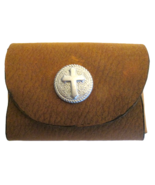 Handmade Rosary Pouch * Grained Leather * Cross * Brown * 4&quot;L x 2.5&quot;H x ... - $22.85 CAD