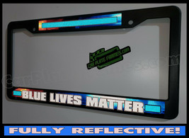  Reflective Blue Lives Matter Thin Blue Line Support Police License Plate Frame - £11.82 GBP