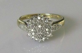 Real Moissanite 2Ct Round Cut Cluster Engagement Ring 14K Yellow Gold Pl... - $1,979.61 MXN