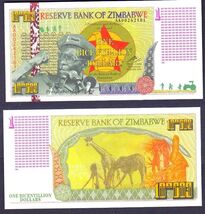 Zimbabwe 1 Bicentillion Dollars  Banknote African Freedom Fighter UNC - $2.86