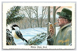 Maine State Bird Chickadee Painting by Ken Haag UNP Chrome Postcard W22 - £2.29 GBP