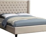 Ashton Linen Upholstered Button Tufted Wingback Bed With Chrome Nailhead... - $1,337.99